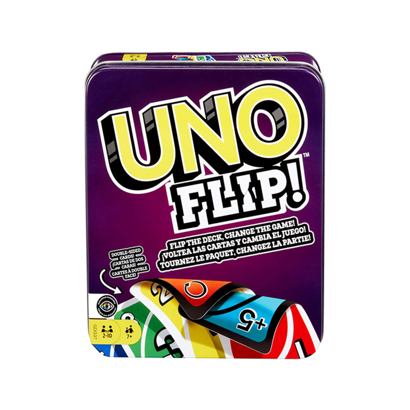 UNO Flip! Card Game for Kids, Adults & Family Night with Double-Sided Cards in Collectible Storage Tin